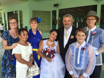 The Bride and Groom, with the brides mother, and some of the Australian guests